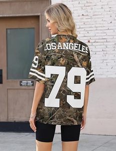 Camiseta de malla de camuflaje con cuello en V, manga corta, estampado de letras, estilo fútbol, ropa urbana para hombre, 100% poliéster, holgada - Product Image 2