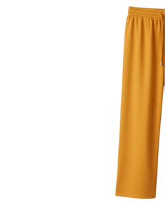 Pantalones Deportivos Anchos Color Amarillo Mostaza para Mujer, Cintura Elástica con Cordón, Pantalones Casuales Holgados, Fabricante Personalizado, Suministro al por Mayor - Product Image 2