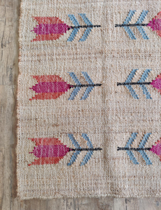 Hand Woven Jute Flat Weave Non-Slip Eco-Friendly Pet Friendly Kilim Area Rug Geometric Arrow Pattern Floor <b>Mat</b> for Living Room - Product Image 5