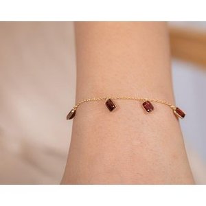 18K Natural Garnet Fine <b>Bangle</b> Bracelet - Product Image 4