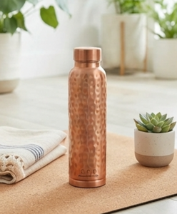 Hammered Pure Copper Water <b>Bottle</b> Drinkware Eco Friendly Daily Use Water <b>Bottle</b> Leakproof <b>Flask</b> for Home Office School Travel - Product Image 3