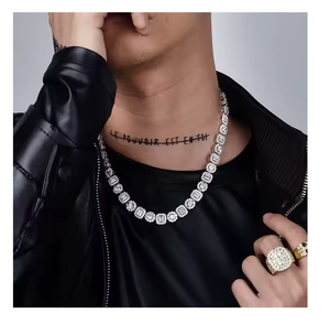 Collar de Moissanita de Alta Claridad con Corte Esmeralda, Colgante Hip Hop Bling, Joyería Unisex - Product Image 4