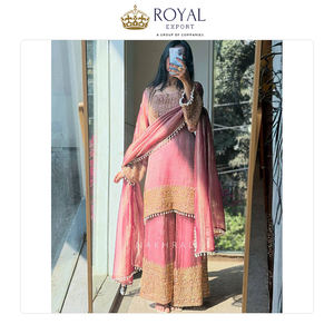 Nouvelle collection de vêtements traditionnels indiens, robe en soie Fandy lourde, ensemble Sharara pour les fêtes et les occasions spéciales - Product Image 3