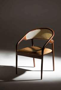 Chaise de salle à manger en teck moderne artisanale avec cannage naturel imperméable, mobilier de luxe pour appartement, restaurant, villa - Product Image 3