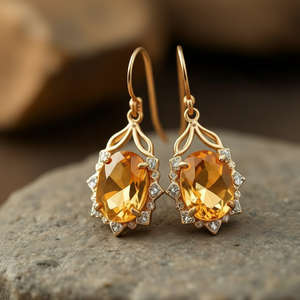 Handmade 5 Inch Yellow Hydro Oval Earrings | 925 Sterling <b>Silver</b> with 18K Gold Plating | <b>Wedding</b> Party Wear Small Earring - Product Image 1