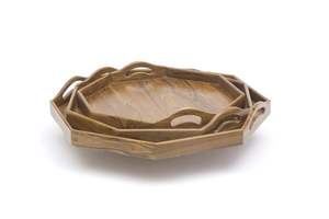 Handmade Wooden Serving Tray <b>Rustic</b> Natural Wood Breakfast Tray with Handles Eco-Friendly Decorative Food & Coffee Serving Tray - Product Image 3
