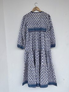 À la mode indien bloc imprimer femmes filles pur coton Maxi robe décontracté été soirée longue Midi en vrac motif naturel chaud! - Product Image 3