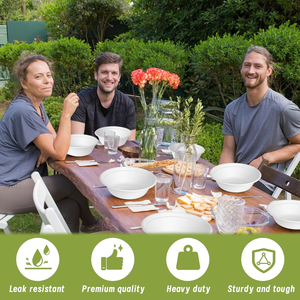 Bols en papier jetables en bagasse biodégradables robustes, en vrac, pratiques pour un usage quotidien, pour salades et soupes chaudes - Product Image 4