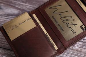 Top Quality Full Grain <b>Real</b> <b>Leather</b> Trifold <b>Wallet</b> Men's RFID Blocking Business Credit Card Holder Purse Bulk NTW-0038 - Product Image 3
