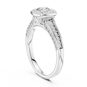 14K White Gold Solitaire Ring Comes With <b>Square</b> Octagon & Side Paved Lab Grown Diamonds GRA Certified Engagement Jewelry - Product Image 3