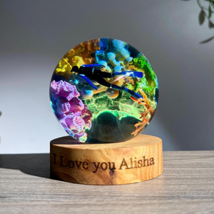 Luz de noche decorativa de resina epoxi, luz de bola de flores preservada esférica 3D, cada haz de luz muestra belleza eterna - Product Image 4