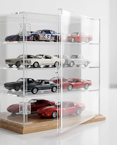 Elegante y Moderno Expositor de Acrílico y Madera Contrachapada para Modelos de Coches de Juguete, Caja de Almacenamiento Transparente, Diseño Apilable, Fácil Montaje, Personalizable - Product Image 1
