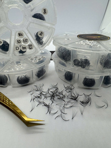 Extensions de cils en éventail de tailles variées, emballage personnalisé, 3D-20D, courbure C D, longueurs mixtes, base étroite et fine, cheveux synthétiques - Product Image 6