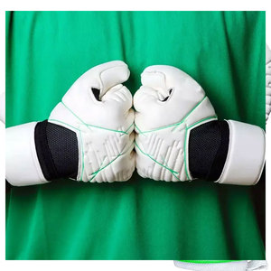 Gants de gardien de but de football, doigts entiers, blanc et noir, impression silicone, fermeture auto-agrippante, respirants, antidérapants, pour hommes - Product Image 2