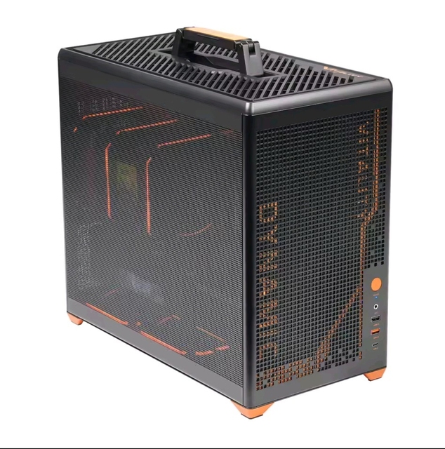 Black Mid Tower Gaming PC Case Portable Mesh Computer Chassis with Handle Industrial Design High Airflow MATX Case in Stock