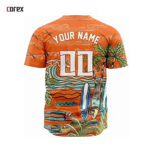 Corex Full Print <b>Baseball</b> Jersey Men's Red Summer Breathable Polyester Short Sleeve Sport Apparel - Product Image 5