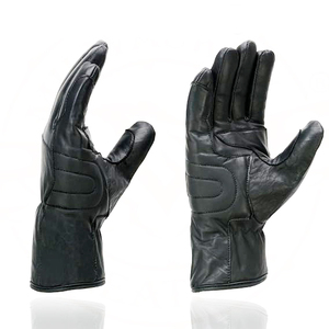 Samroz Sports Men's Black Cowhide Leather Gauntlet Motorcycle Hand <b>Gloves</b> - Product Image 2