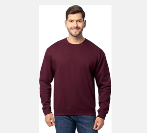 <b>Men's</b> <b>Burgundy</b> Crew Neck Pullover <b>Sweatshirt</b> 100% Cotton Regular Fit Solid Color Casual Autumn Wear - Product Image 1