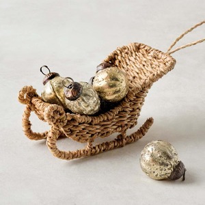 Christmas decor items woven seagrass sleighs charming sea grass sleigh <b>basket</b> table <b>display</b> - Product Image 3
