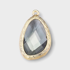 Pendentifs en pierres précieuses plaqués or, en verre facetté en forme de goutte, avec sertissage clos en argent 925, finition brossée vintage, 14x22mm, pour bijoux DIY, vente en gros - Product Image 2