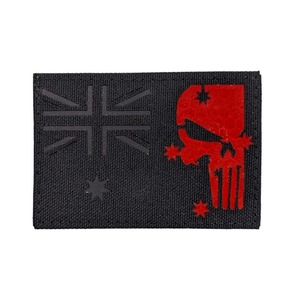 Parche Bordado Personalizable de Calidad Premium con Diseño de Calavera Punisher y Flor de la Bandera de Australia, Corte Láser, Tela 600D, para Coser - Product Image 4