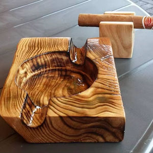 Premium Handmade American Style Wooden Tabletop Cigar <b>Ashtray</b> Customized Shape Classic Eco-Friendly Smoking Accessory for Home - Product Image 4