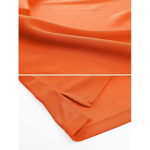 <b>Orange</b> Short Sleeve <b>Polo</b> Shirt 100% Polyester Pique Quick Dry Casual Wear Button Front Solid Color Regular Fit - Product Image 5