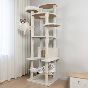 Sisal Cute Modern <b>Cat</b> Scratcher Multi-Level <b>Cat</b> Tree <b>Tower</b> Indoor Pet Furniture Condo Removable Beige Color Carton Packed Easy - Product Image 1