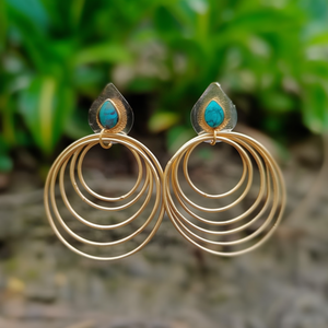 Turquoise Spiral Matte Designer Fashion Earrings - Product Image 3