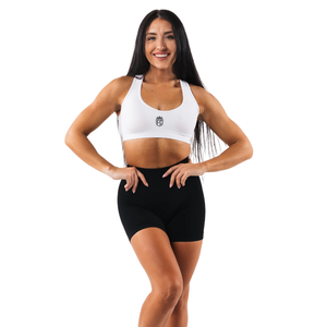 Soutien-gorge de sport blanc sans coutures pour femme, dos ouvert, coupe ajustée, maintien élevé, idéal pour le yoga, la gym, le fitness et les entraînements, haut de sport - Product Image 4