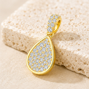 Pendentif goutte d'eau en diamant de laboratoire plaqué or véritable 10K, collier unisexe tendance personnalisé, bijoux minimalistes, idée cadeau - Product Image 4