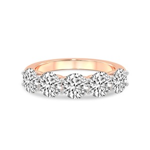 Vibrant Round Five Stone Band Lab Grown Diamond 0.50 Ct Tw 14K Solid Gold FG Color VS Clarity 5 Diamond Lively Row Sparkle - Product Image 3