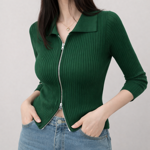 Suéter Cárdigan de Punto para Mujer, Estilo Casual, Grueso, Otoñal, Bordado, Sólido, Simple, con Cierre - Product Image 5