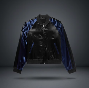 Chaqueta Bomber para Hombre, Color Negro y Azul Marino, Cierre de Cremallera, Corte Regular, Estilo Casual, Acabado Ecológico, Forro de Satén, Parte Delantera de Seda, para Verano - Product Image 2