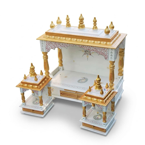 Temple traditionnel artisanal en bois de manguier vertical pour la prière hindoue, rangement pour les portes, pour la maison, le bureau, la salle de méditation - Cadeau d'anniversaire - Product Image 4