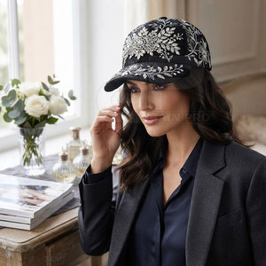Hermosa Gorra de Béisbol de Encaje para Mujer con Tela de Encaje Premium, Bordado Floral, Detalles de Pedrería, Cierre, Accesorio Casual - Product Image 5