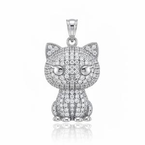 Pendentif chat en argent sterling 925, design personnalisé d'animaux mignons en 3D - Product Image 3