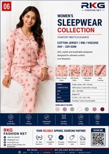 Conjunto de Pijama de Jersey para Mujer, Estampado Floral, Cintura Elástica, Largo, 100% Algodón, Suave, para Primavera y Verano - Product Image 3