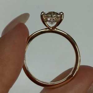 Anillo de Compromiso con Diamante Cultivado en Laboratorio, Corte Ovalado, 2 Quilates, Oro Sólido de 14K/18K, Certificado por IGI, Precio de Fábrica al por Mayor - Product Image 4