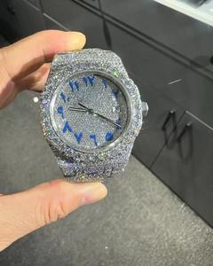 Reloj de pulsera unisex de lujo con esfera azul árabe, diamantes VVS, acero inoxidable, estilo hip hop, la mejor calidad - Product Image 5