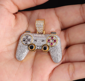 Collar con Colgante de Control de Videojuegos, Amuleto de Cristal, Cadena de Eslabones Estilo Hip Hop, Plata 925, Chapado en Oro y Rodio, Joyería Unisex para Fiestas - Product Image 2