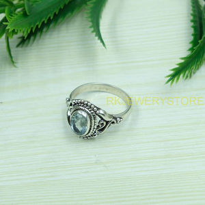 Anillo de Topacio Azul, Anillo de Plata de Ley 925, Anillo con Gema Azul, Anillo de Declaración, Anillo de Promesa, Joyería de Topacio Azul, Regalo para Mujer - Product Image 3