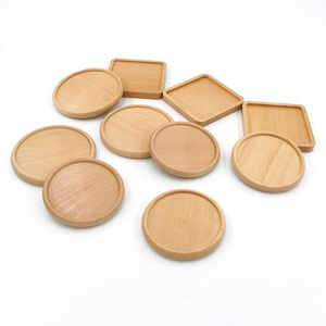 Sous-verre carré en bois naturel avec gravure de logo gratuite, sous-verre arrondi pour thé, café, boissons, support de table, sous-verre en hêtre ou noyer - Product Image 2