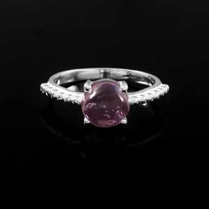 Handmade Amethyst Sterling <b>Silver</b> <b>Ring</b> 8MM Round Gemstone Jewelry For Women Gift Wholesale Fine Jewelry - Product Image 4
