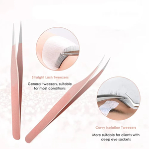 Pinzas de Precisión con Punta Fina Antiestáticas, Herramienta de Belleza para Extensión de Pestañas, Cuidado de Cejas, Aplicación Profesional de Maquillaje en Salón - Product Image 3