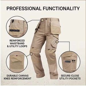 Men's Khaki <b>Waterproof</b> <b>Work</b> Pants Cotton Abrasion Resistant Custom Logo Multiple Pockets Uniform Type Anti-Wrinkle Anti-static - Product Image 6