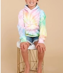 Sudadera con Capucha de Alta Calidad para Niños, Estilo Tie Dye, Lavado Ácido, Ropa Deportiva de Algodón y Felpa para Niños - Product Image 5