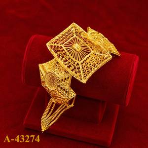 Bracelets tibétains en laiton avec incrustation de cristaux, bijoux classiques pour femmes, mariage et soirée, plaqué or 14 carats, modèle A-43214 - Product Image 2