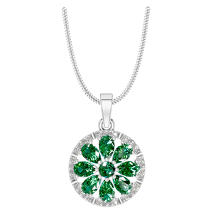 Élégant collier pendentif en pierre précieuse émeraude or blanc argent forme de poire verte fleur d'émeraude pendentifs fins breloques Sterling - Product Image 1