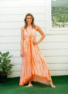Colección de verano Elegante Tie-Dye Long Maxi Dress Mangas Elegante Beach Look Spaghetti Strips Sweet Sun Style Precios al por mayor - Product Image 2